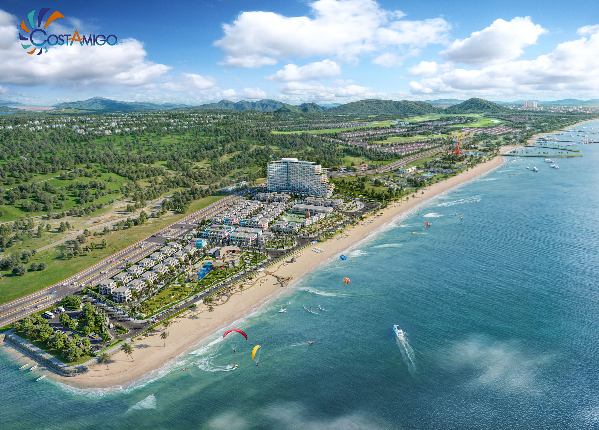 Phối cảnh tổng thể dự án bất động sản nghỉ dưỡng Costamigo (Phan Thiết, Lâm Đồng) do Eras Land phát triển.